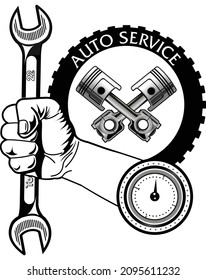 Repair service emblem. Service, repair label or logo. Maintenance work icon.