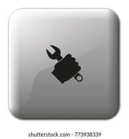 Repair service flat vector icon. Hand holding a wrench illustration.