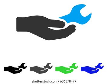 Repair Service flat vector illustration. Colored repair service gray, black, blue, green icon variants. Flat icon style for application design.