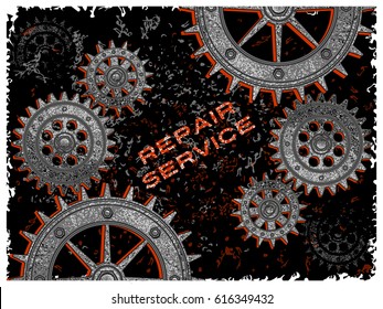 Repair service. Handmade drawing vector illustration. Vintage style.