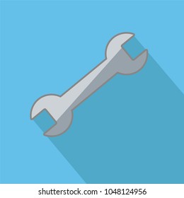 Repair service icon. Gray wrench on blue with shadow icon concept. Repair logo