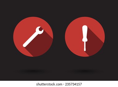 repair service icons set with long shadows  vector illustration, eps10, easy to edit