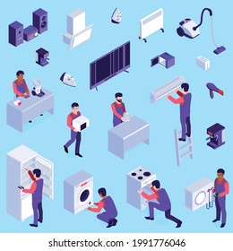 Repair service icons set with problem solving symbols isometric isolated vector illustration