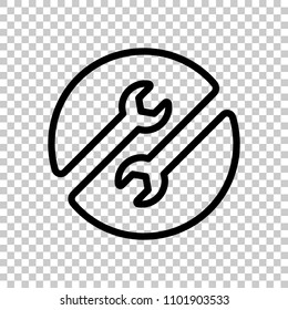 Repair service. Linear, thin outline. On transparent background.