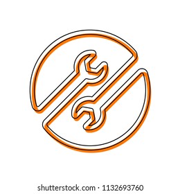 Repair service. Linear, thin outline. Isolated icon consisting of black thin contour and orange moved filling on different layers. White background