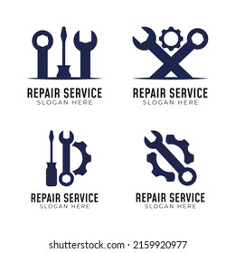 Repair service logo collection. Mechanic tool vector for machine service. Workshop vector illustration