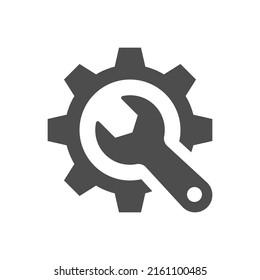 Repair service logo design template. Wrench and gear sign isolated on white background. Technical assistance symbol. Vector illustration