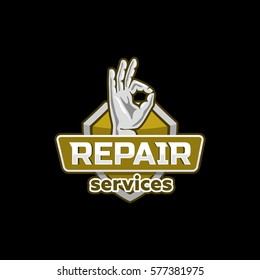 Repair service logo icon emblem vector design.