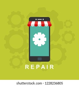 Repair service, maintenance, customization, restore concepts. Flat vector illustration.