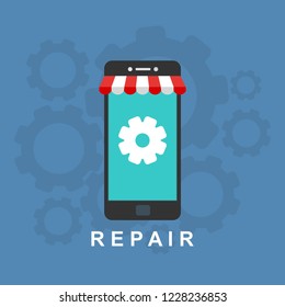 Repair service, maintenance, customization, restore concepts. Flat vector illustration.