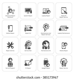 Repair Service and Maintenance Icons Set.