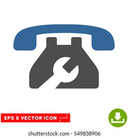 Repair Service Phone EPS vector icon. Illustration style is flat iconic bicolor cobalt and gray symbol on white background.