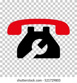 Repair Service Phone icon. Vector pictograph style is a flat bicolor symbol, intensive red and black colors, chess transparent background. Designed for software and web interface toolbars and menus.