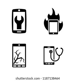 Repair Service Phone. Simple Related Vector Icons Set for Video, Mobile Apps, Web Sites, Print Projects and Your Design. Repair Service Phone icon Black Flat Illustration on White Background.