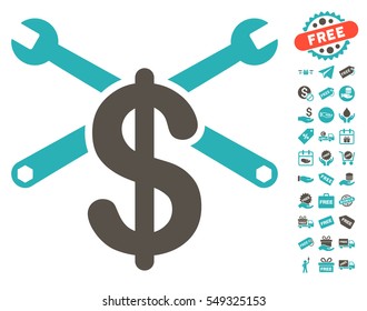 Repair Service Price pictograph with free bonus symbols. Vector illustration style is flat iconic symbols, grey and cyan colors, white background.