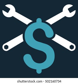 Repair Service Price vector icon. Style is flat graphic bicolor symbol, blue and white colors, dark blue background.