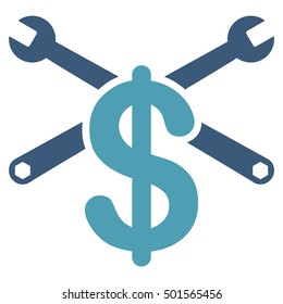 Repair Service Price vector pictograph. Style is flat graphic bicolor symbol, cyan and blue colors, white background.