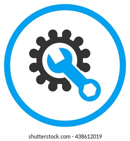 Repair Service vector bicolor icon. Image style is a flat icon symbol inside a circle, blue and gray colors, white background.