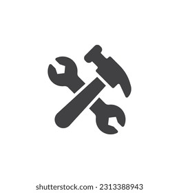 Repair service vector icon. filled flat sign for mobile concept and web design. Hammer and wrench tool glyph icon. Symbol, logo illustration. Vector graphics