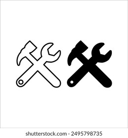 Repair service vector icon. filled flat sign for mobile concept and web design. Hammer and wrench tool glyph icon. Symbol, logo illustration. Vector graphics
