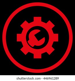 Repair Service vector icon. Image style is a flat icon symbol inside a circle, red color, black background.