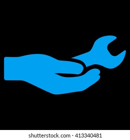 Repair Service vector icon. Style is flat icon symbol, blue color, black background.