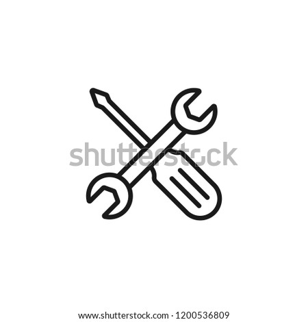 Repair service vector line icon isolated on white background. Screwdriver and wrench concept of repair service line icon for infographic, website or app.