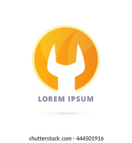 Repair service vector logotype. Construction icon design. Technician tool identity symbol