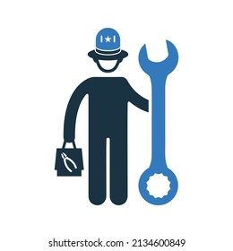 Reparación, icono del serviceman. Ilustración vectorial simple editable.