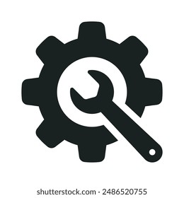 Repair setting icon. Wrench with gear.