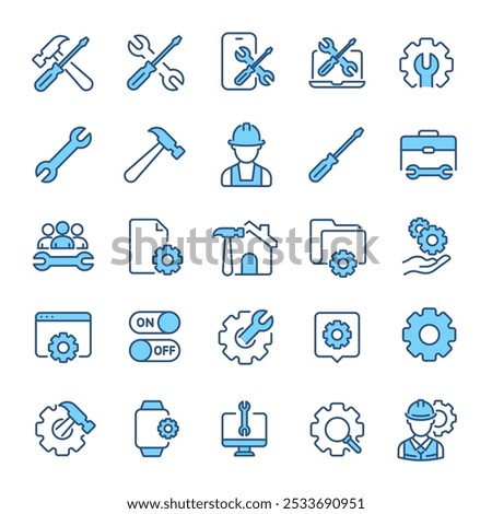 Repair, setting icons collection. Line colors icon series.