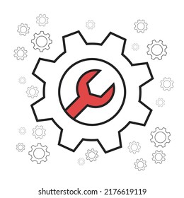 Repair and  settings icon isolated on white background. Gear Cogwheel Icon Vector Flat Design, fix, service, Infographics.