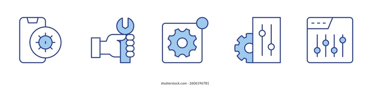 repair, settings, settings notification, controls. Settings Icon vector illustration. Line Duotone style. Editable stroke.