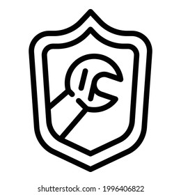 Icono de protección de reparación. Icono del vector del blindaje de reparación de contorno para diseño web aislado en fondo blanco