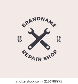 Repair shop logo design vector illustration