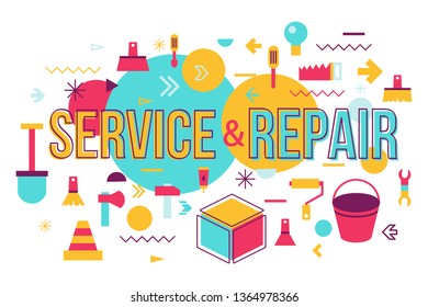 Repair shop word concept banner design
