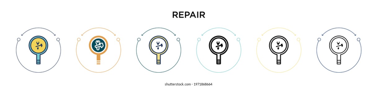 Repair sign icon in filled, thin line, outline and stroke style. Vector illustration of two colored and black repair sign vector icons designs can be used for mobile, ui, web