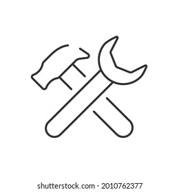 Reparar el icono de arte de línea simple para la web o aplicaciones. Ilustración vectorial aislada. Símbolo de herramientas de reparación en fondo blanco.