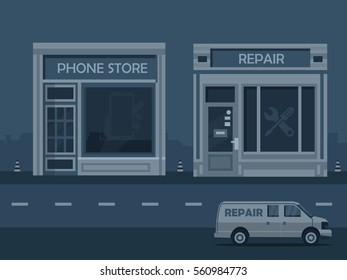 Repair store flat illustration