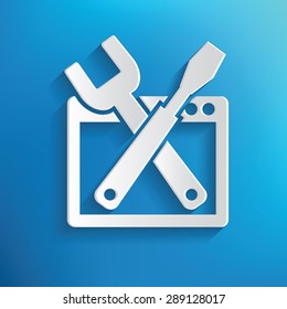 Repair symbol on blue background,clean vector