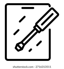 Icono de reparación de la tableta. Icono del Vector de la tableta de la reparación del contorno para el Diseño web aislado en el fondo blanco