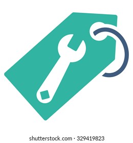 Repair Tag vector icon. Style is bicolor flat symbol, cobalt and cyan colors, rounded angles, white background.