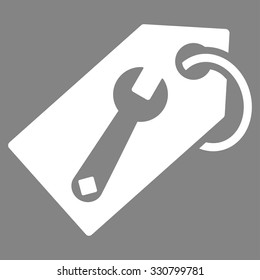 Repair Tag vector icon. Style is flat symbol, white color, rounded angles, gray background.