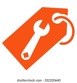 Repair Tag vector icon. Style is flat symbol, orange color, rounded angles, white background.
