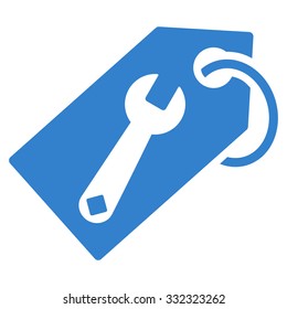 Repair Tag vector icon. Style is flat symbol, cobalt color, rounded angles, white background.
