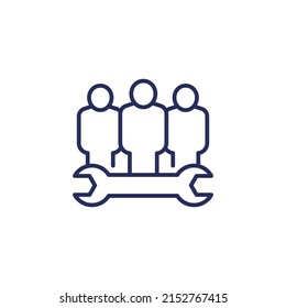 repair team line icon on white