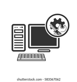 repair tech icon. computer service symbol. Vector illustration isolated on a white background.