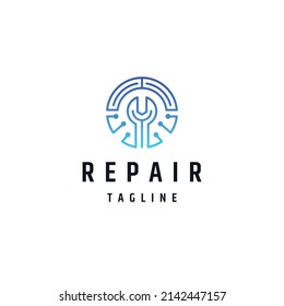 Plantilla de diseño de icono de tecnología de reparación vectores planos