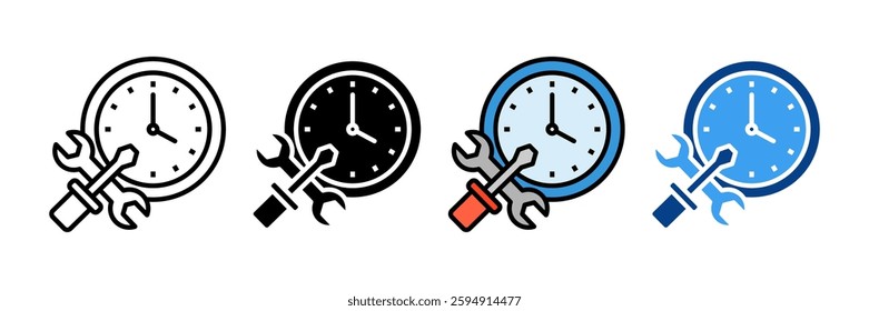 Repair Time Clock Icon Set Multiple Style Collection