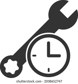 Icono de tiempo de reparación con estilo plano. Icono de tiempo de reparación de vectores aislados, estilo sencillo.